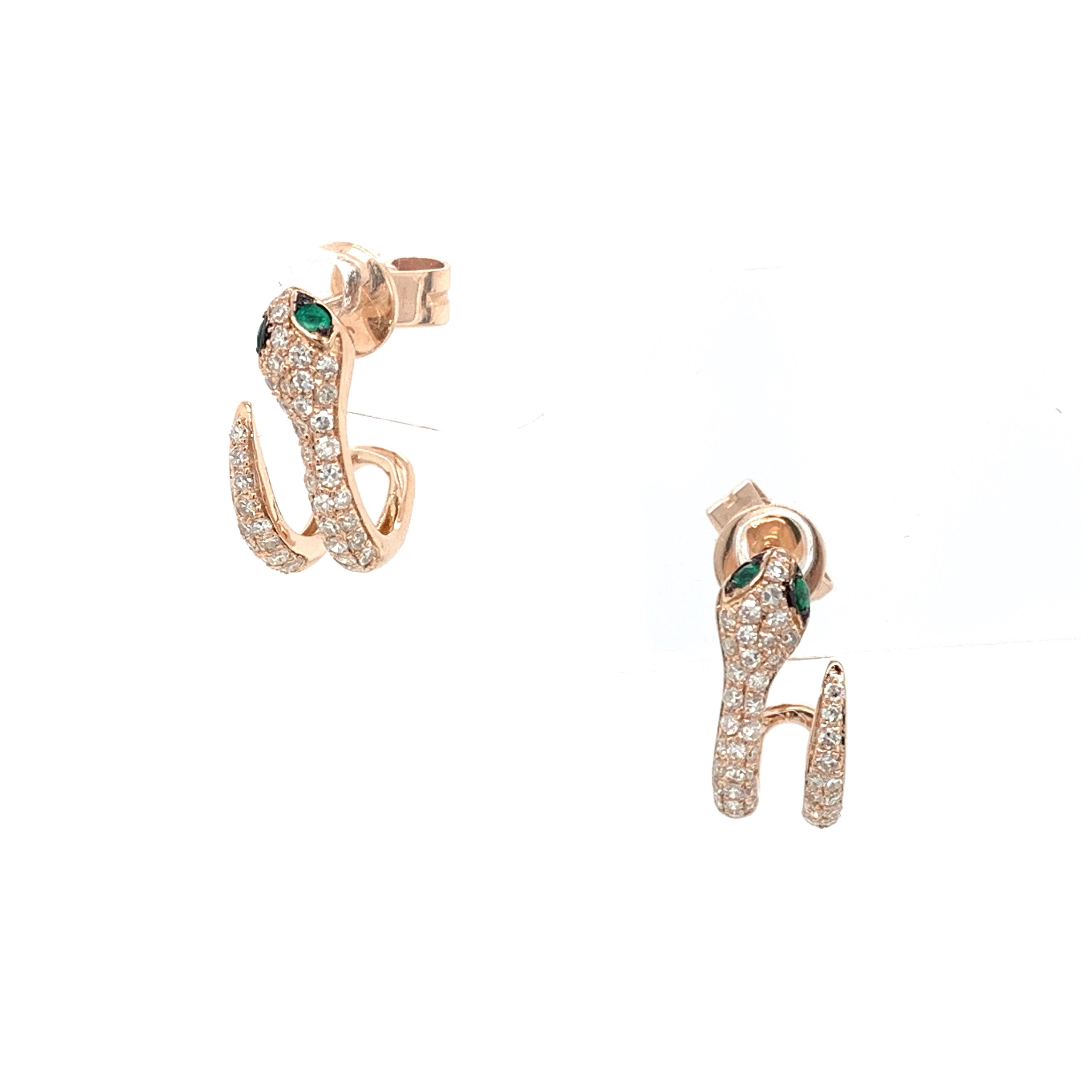 14KT Rose Gold Diamond Sabre Earrings